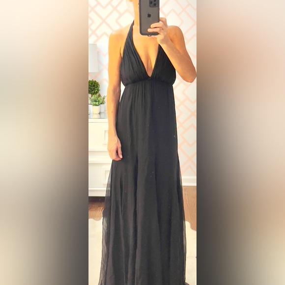 Alice & Olivia, black chiffon halter dress, size 2 - Picture 6 of 12